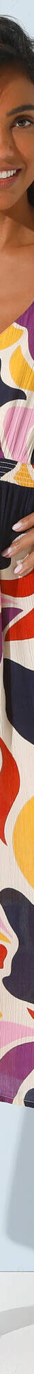 Robe longue boutonnée, crépon, imprimé maxi (marine / safran) Robe longue boutonnée, crépon, imprimé maxi (marine / safran)
